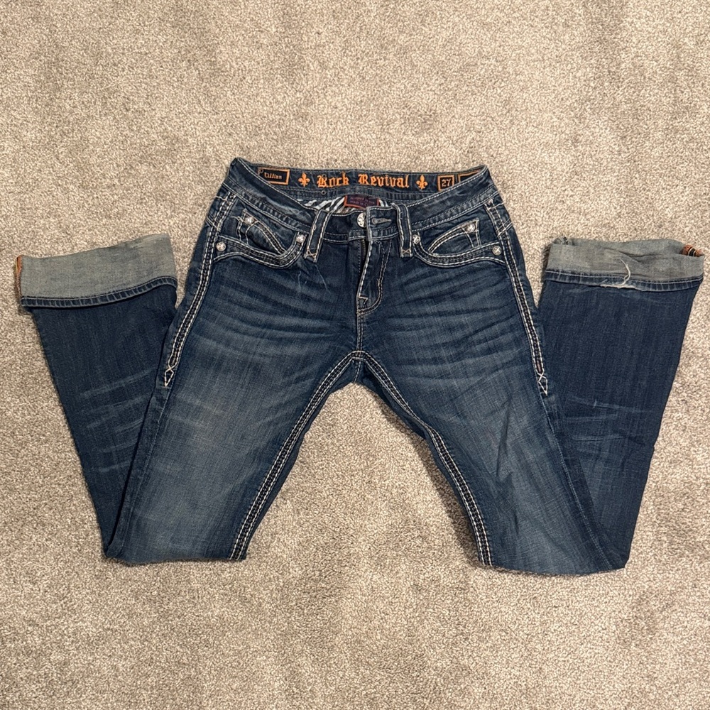 Rock Revival Dark Blue Distressed Women's Jeans